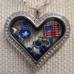 Origami Owl Large Police Themed Locket and Necklace